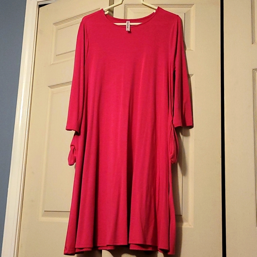 Zenana Premium, dark pink, long tunic, pockets